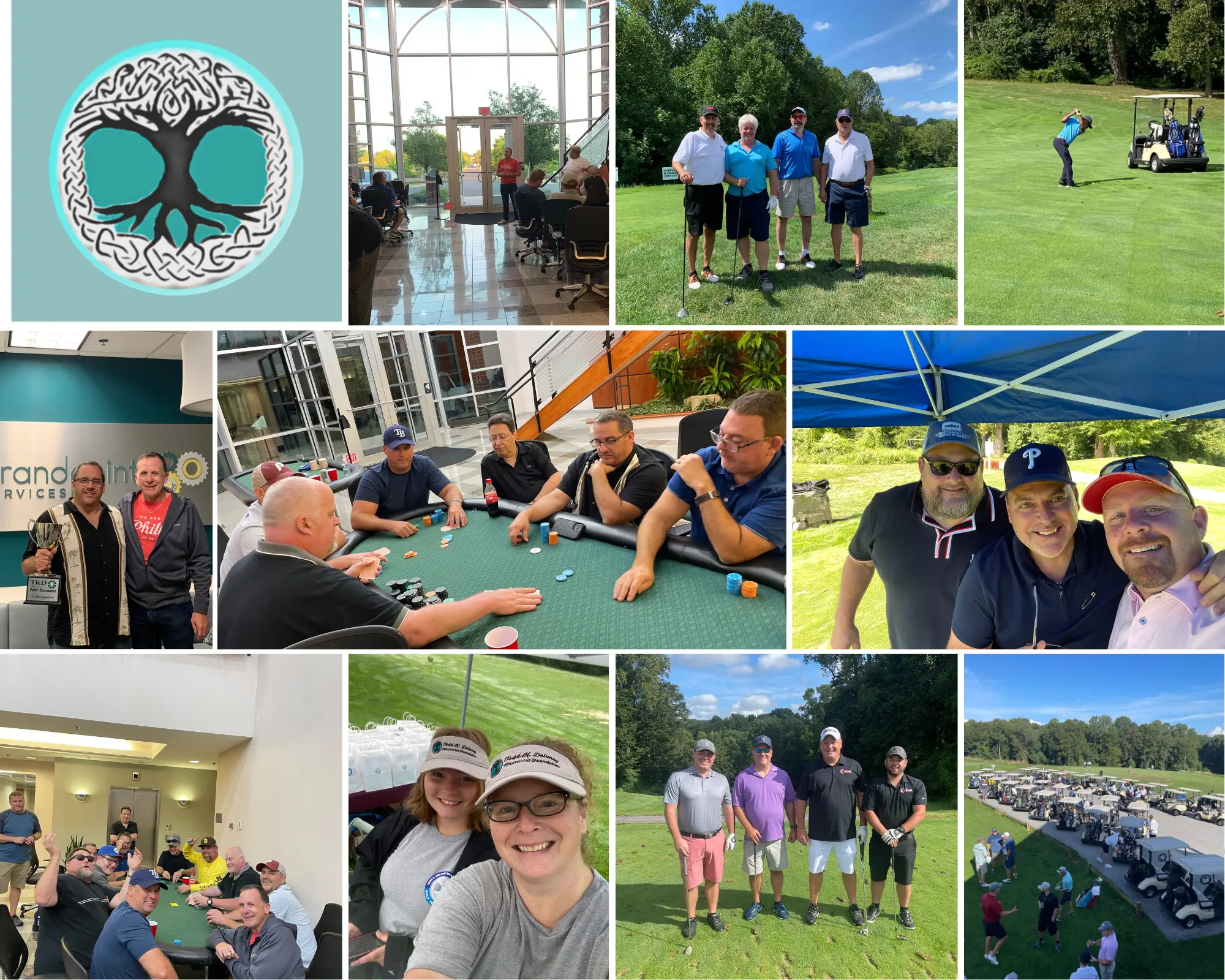 Photo collage of TKD Memorial Foundation events with BrandPoint employees