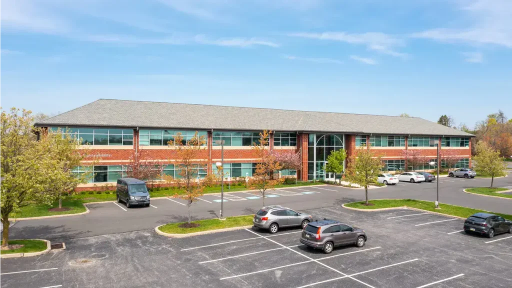 Aerial shot of 820 Adams Ave in Trooper, PA